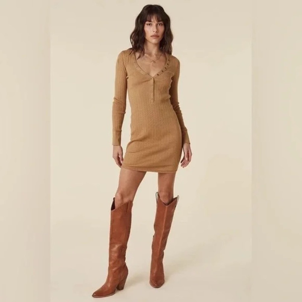 Spell Stella Rib Henley Dress Mocha / US 14 / AUS 3x